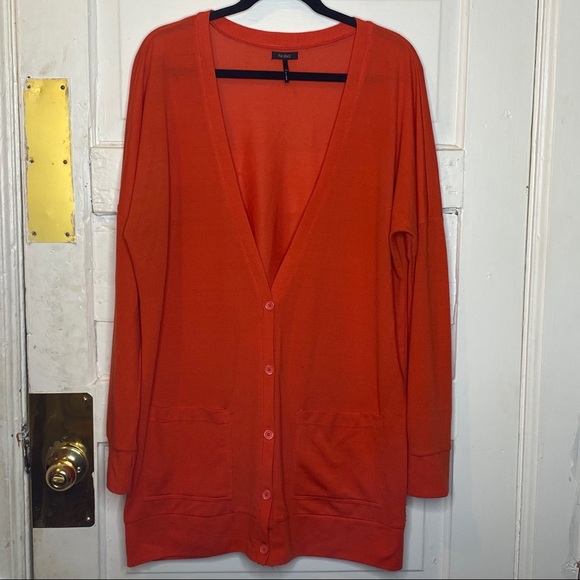 Orange Nollie Tunic Length Button Up Cardigan! - Picture 2 of 6